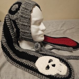 Crochet goth bunny hood.